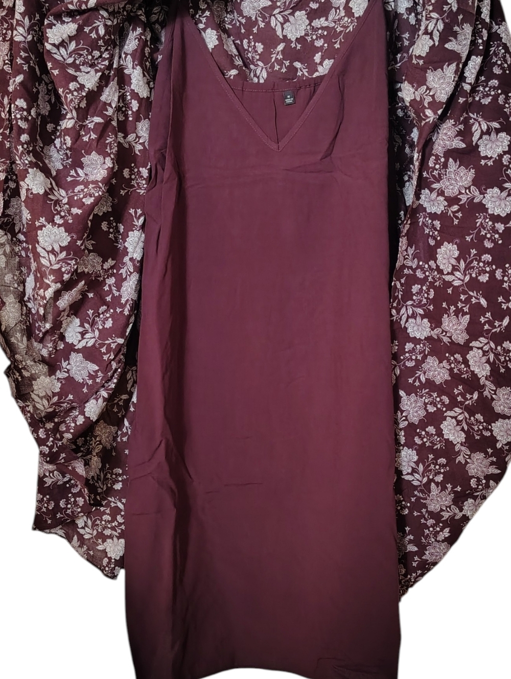 Madewell Splitneck Puff-Sleeve Mini Dress - Olivia Floral Dark Fig - Size M - Picture 10 of 12